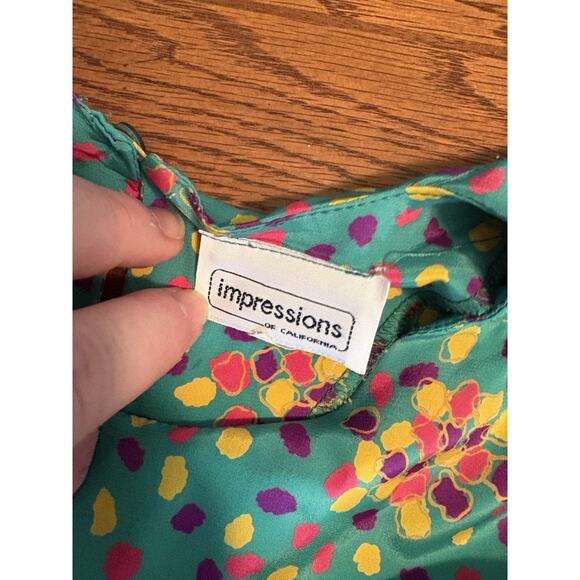 Vintage Impressions Of California Polkadot Blouse Sz 12 Funky Retro 1980s - Picture 7 of 7